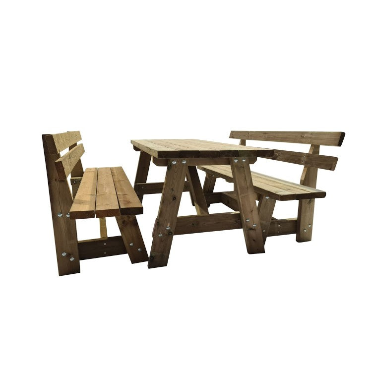 Mesa De Madera Zurich Con Bancos Con Respaldo Vic._2