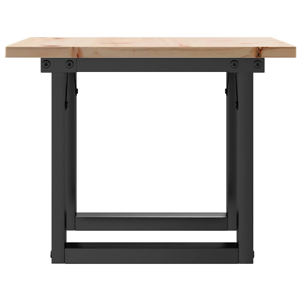 Mesa De Centro Marco O Madera Maciza Pino Y Acero 50x50x35 Cm_3