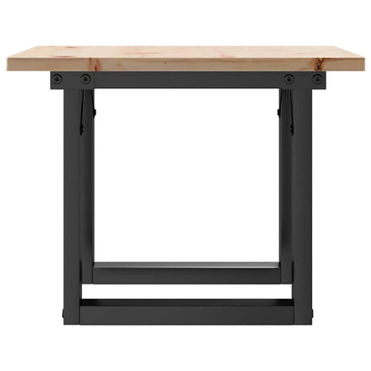 Mesa De Centro Marco O Madera Maciza Pino Y Acero 50x50x35 Cm_3
