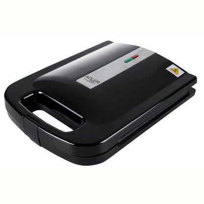 Sandwichera, 4 Sandwiches, Placas Antiadherentes, Tostado Perfecto, Acero Inoxidable, Compacta Adler Ad3055 2000w_0