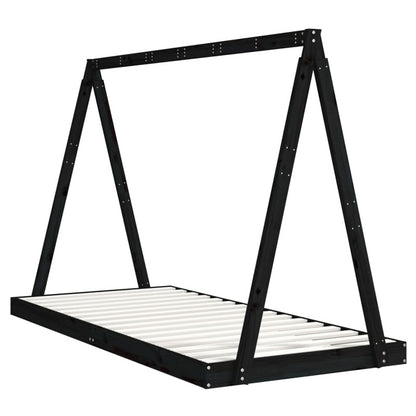 Vidaxl Estructura De Cama Para Niños Madera De Pino Negro 90x200 Cm_5