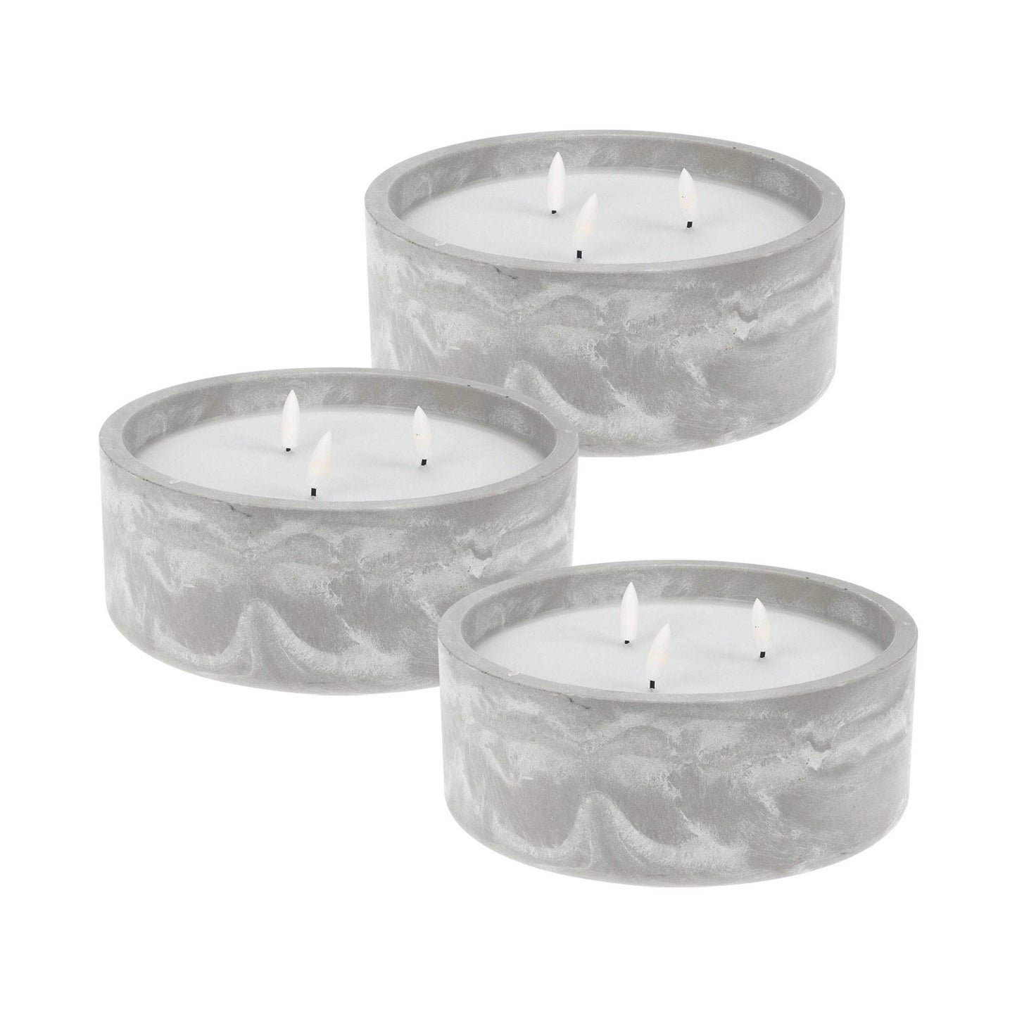 Well Home - Pack 3 Velas Led Redondada Gris Marmolado_0