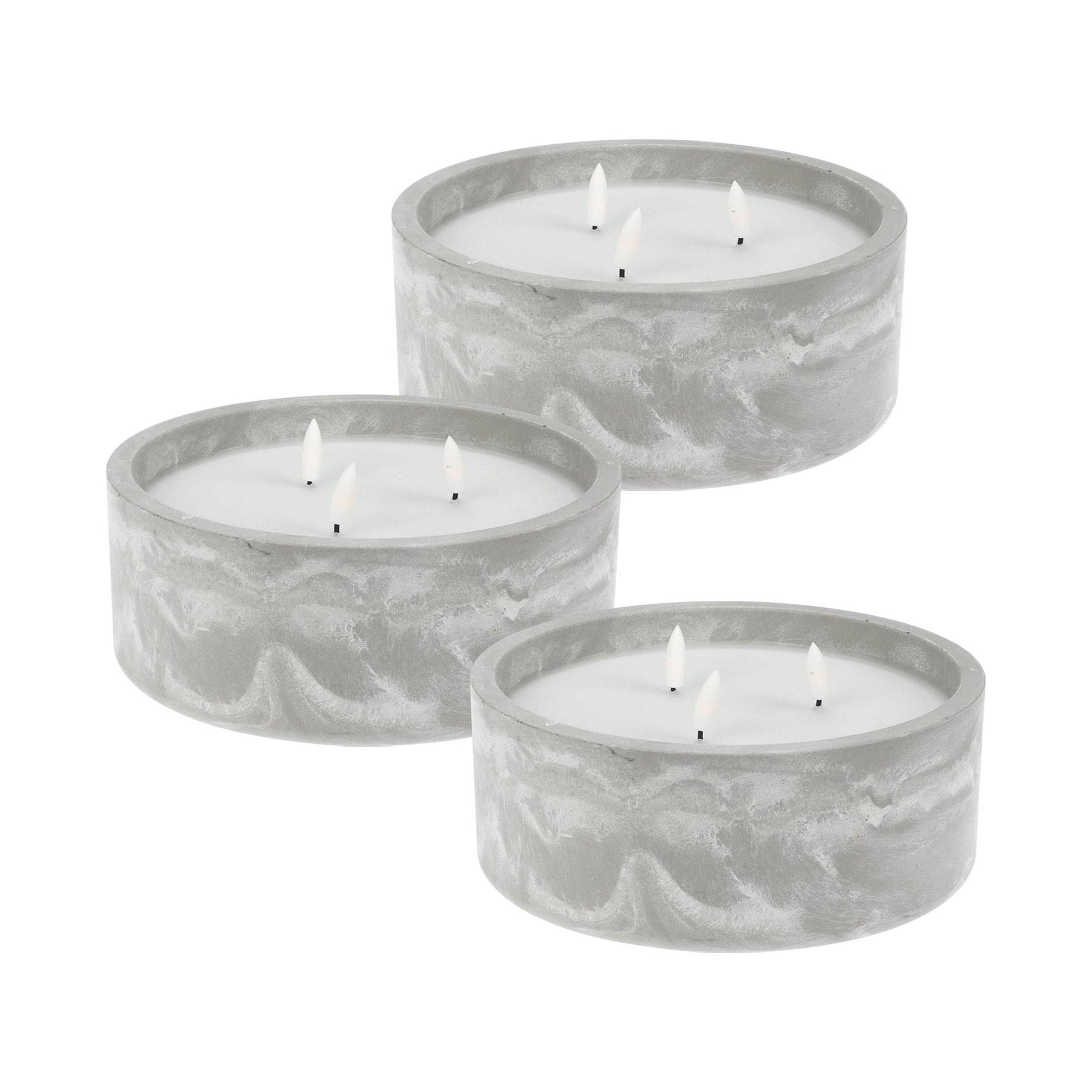 Well Home - Pack 3 Velas Led Redondada Gris Marmolado_0