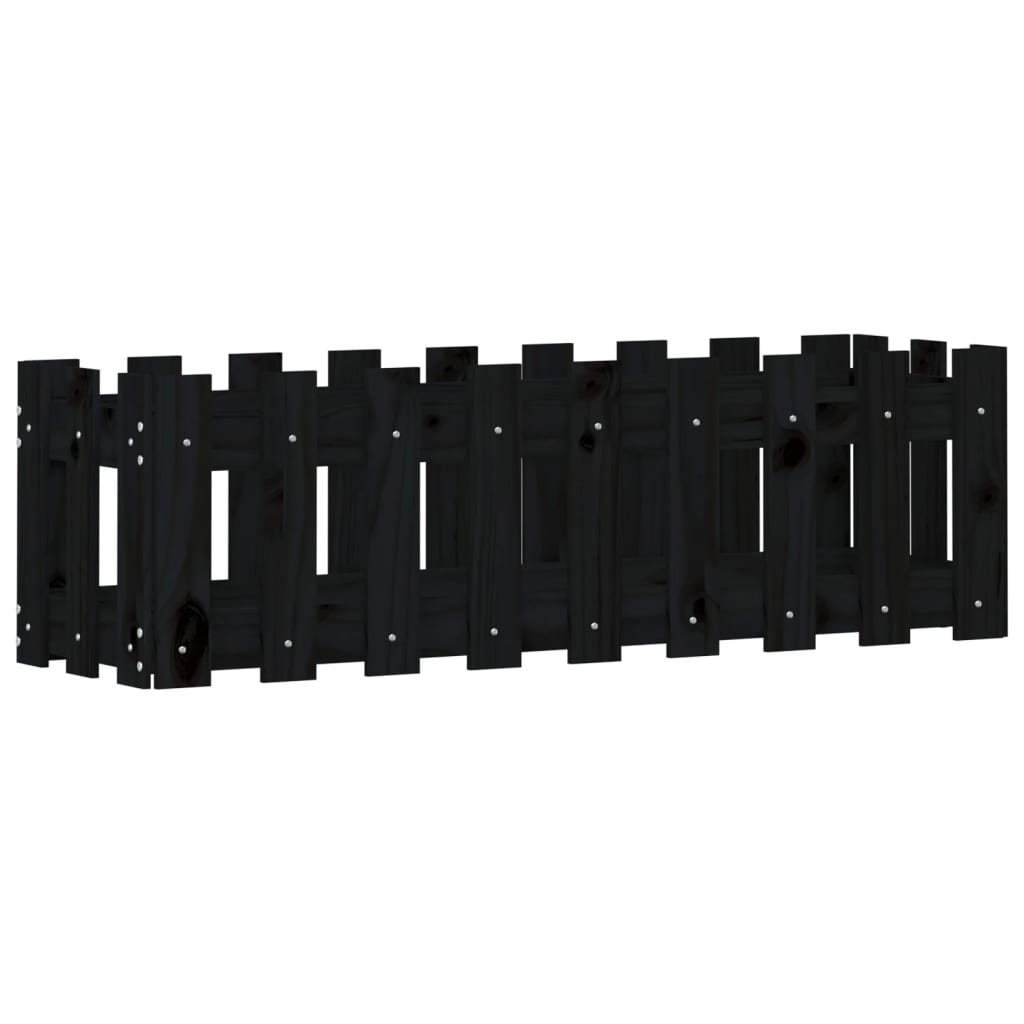 Arriate Elevado Jardín Con Valla Madera Pino Negro 100x30x30cm_3