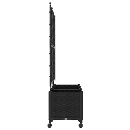 Jardinera Con Enrejado Y Ruedas 3 Uds. Negro 120 X 40 X 149 Cm_2