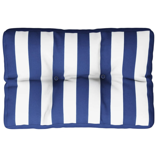 Vidaxl Cojín Para Palés Tela A Rayas Azul Y Blanco 50x40x12 Cm_0