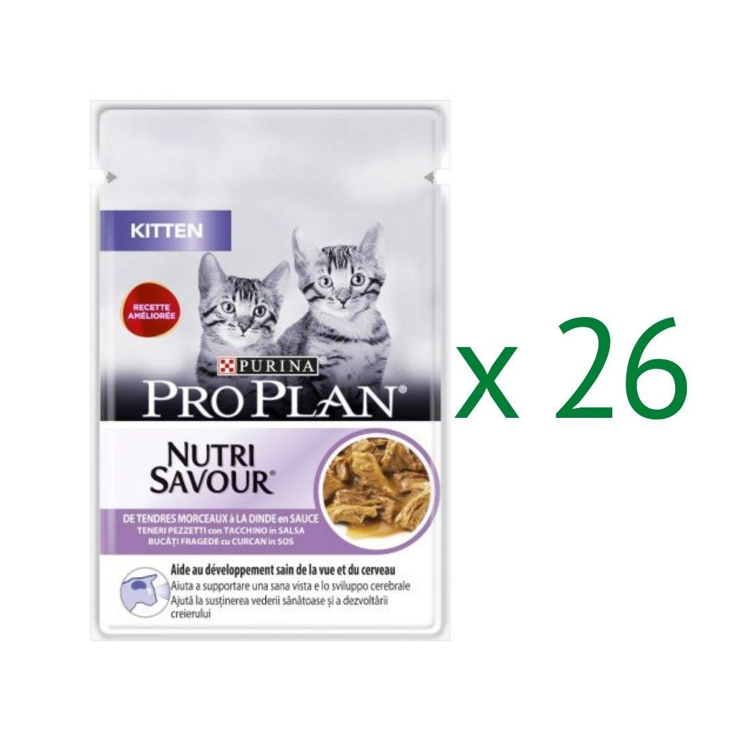 Embalagem de 26 x PRO PLAN Cat Kitten Peru em Molho 85g
