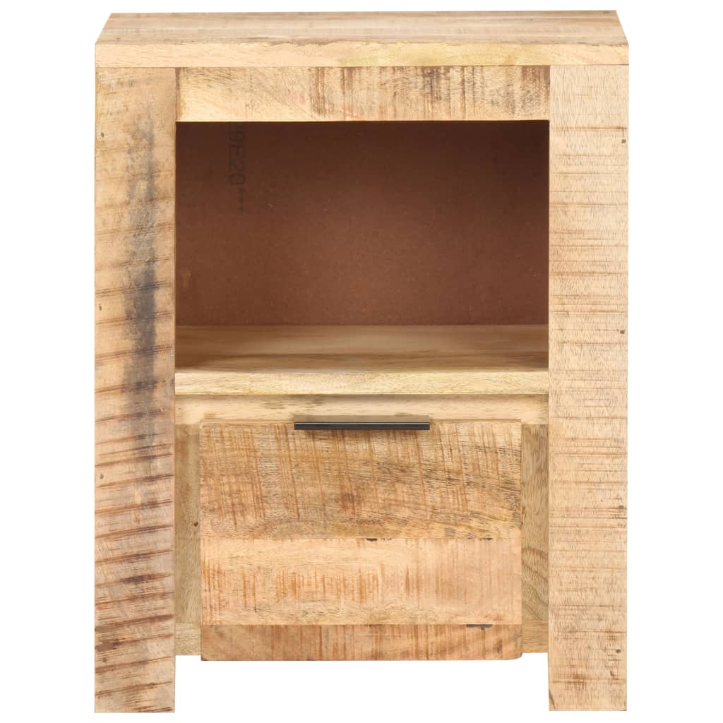 Mesita De Noche De Madera De Mango Rugosa 40x30x50 Cm_0