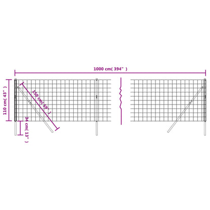 Cerca De Alambre De Acero Galvanizado Gris Antracita 1,1x10 M / Vetonek_0