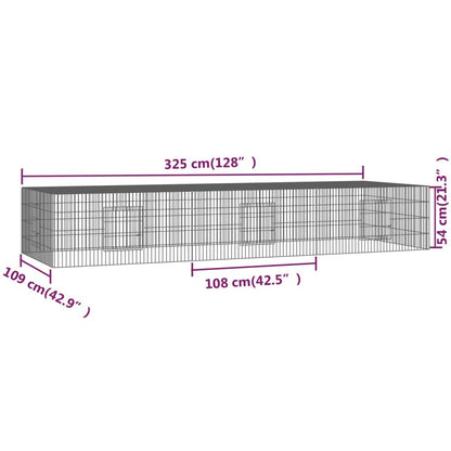 Vidaxl Jaula Para Conejos 3 Paneles Hierro Galvanizado 325x109x54 Cm_2