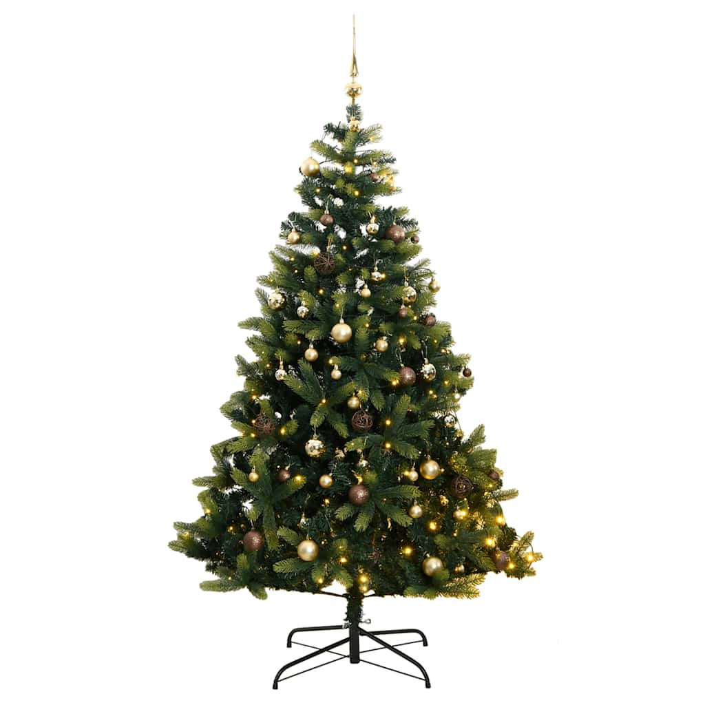 Vidaxl Árbol De Navidad Artificial Con Bisagras 300 Led Y Bolas 180 Cm_0