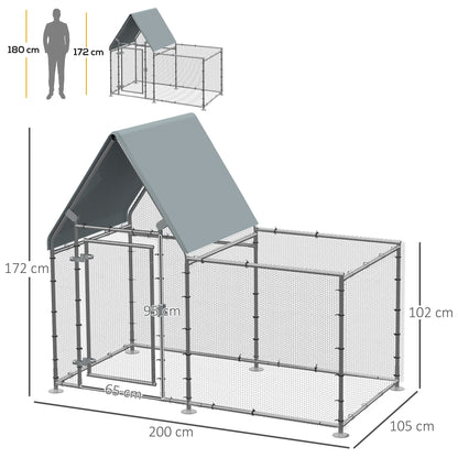 Pawhut Gallinero Exterior Grande 2x1,05x1,72m Acero Galvanizado Con Cerradura_2