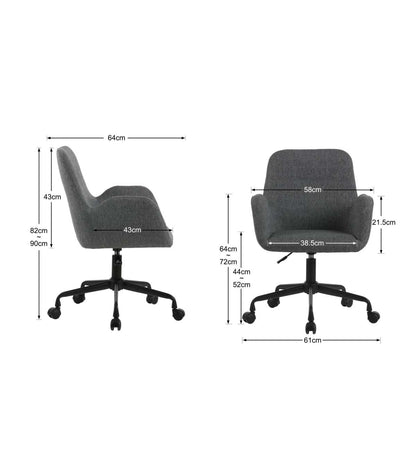 Silla Despacho Giratoria Elevable Acabado Gris Oscuro, 61m(ancho) 82/90cm(altura) 64cm(fon_4