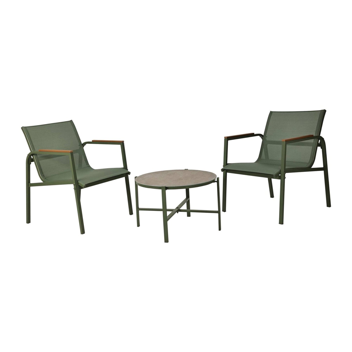 Well Home Conjunto De Muebles De Jardín De 3 Piezas Color Verde De Diseño En Acero Galvanizado_0
