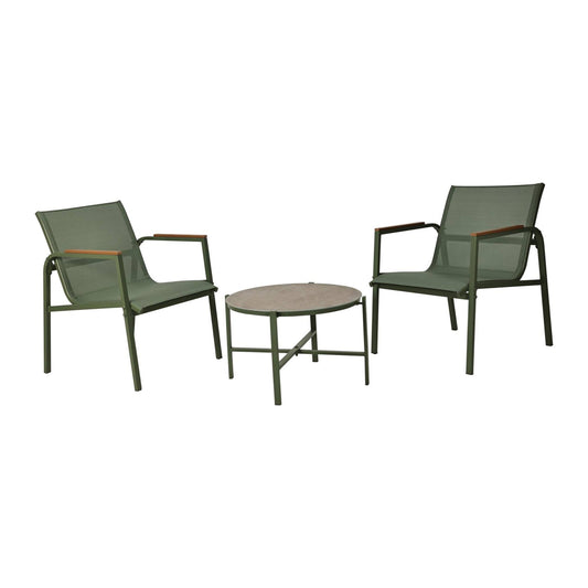 Well Home Conjunto De Muebles De Jardín De 3 Piezas Color Verde De Diseño En Acero Galvanizado_0