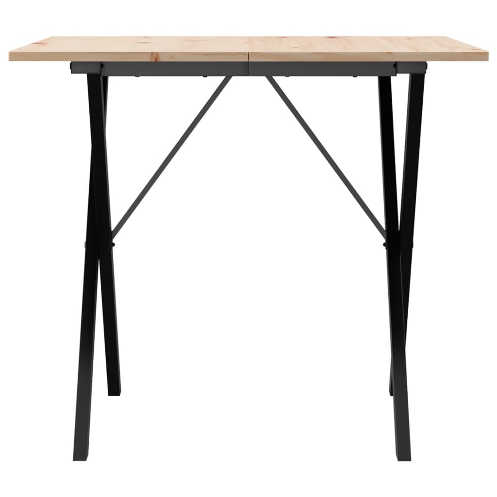 Mesa De Comedor Marco X Madera Maciza Pino Y Acero 90x90x75 Cm_2