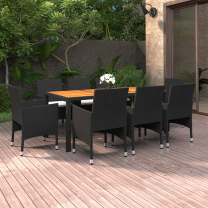 Vidaxl Juego De Comedor De Jardín 9 Piezas Ratán Sintético Negro_1