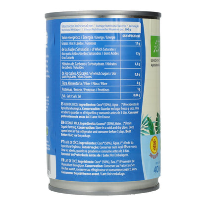 Leite de Coco Biológico Sol Natural para Cozinhar 400 ml