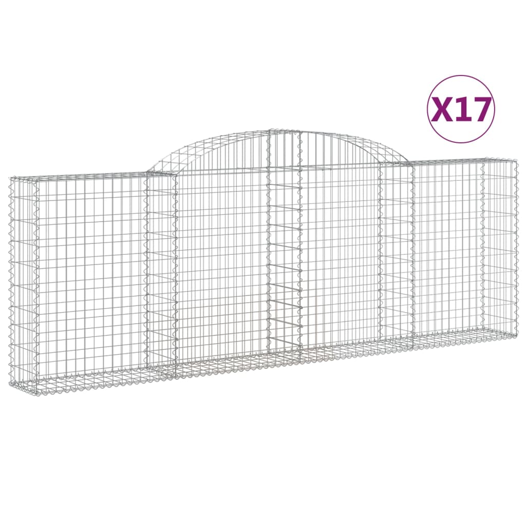 Cestas De Gaviones 17 Uds Forma Arco Hierro 300x30x100/120 Cm_0