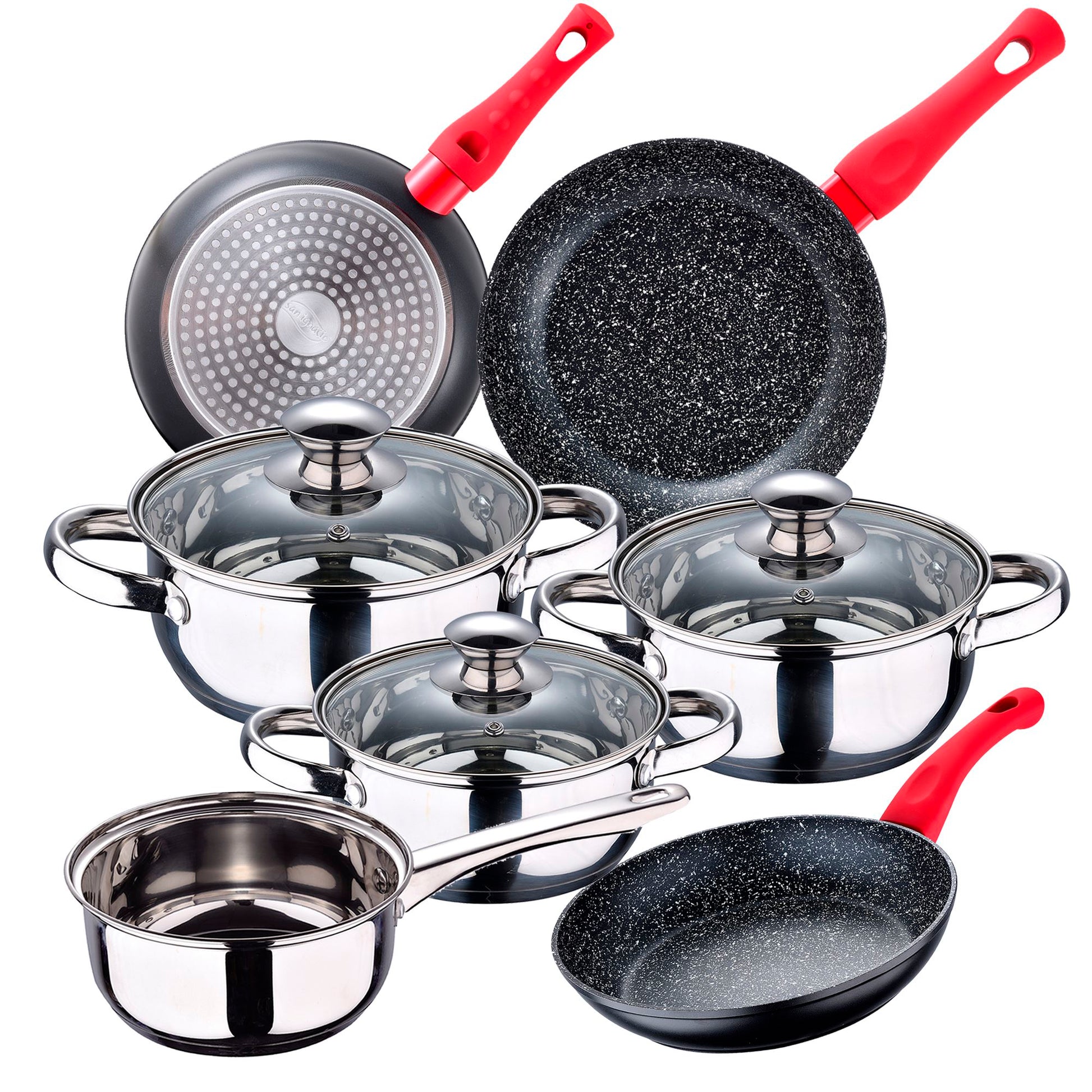 Bateria De Cocina 7 Piezas San Ignacio Faro De Acero Inoxidable Con Juego De Sartenes (20/24/28 Cm) San Ignacio Energy En Aluminio Forjado_0