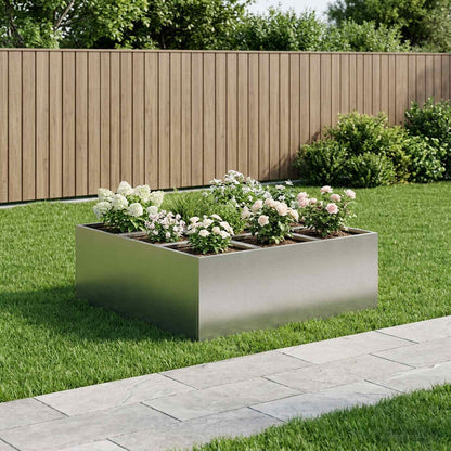 Macetero De Jardín Plateado 100 X 100 X 30 Cm Acero Inoxidable_1