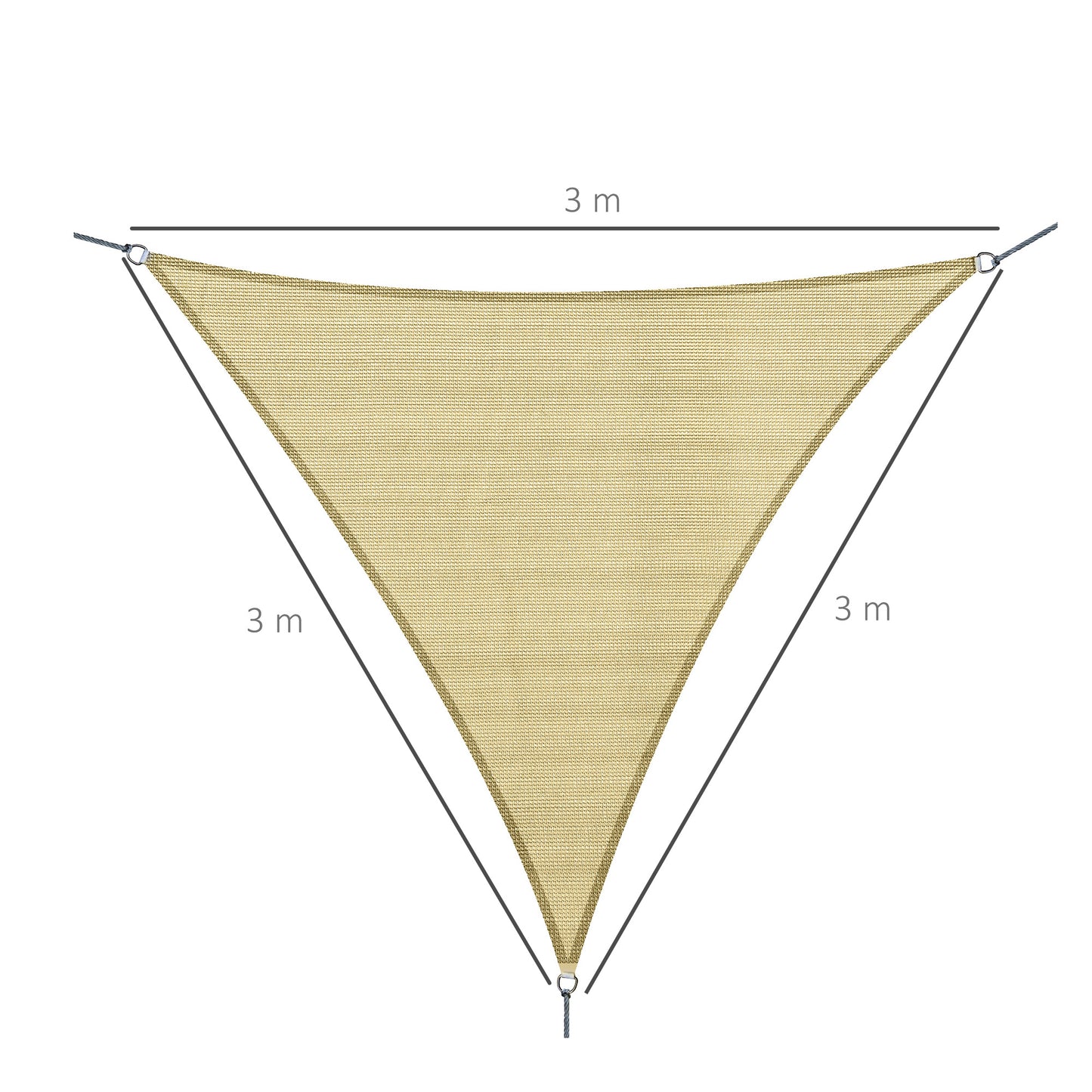 Outsunny Toldo Vela Sombrilla Parasol Triangular 3m De Hdpe Beige_2