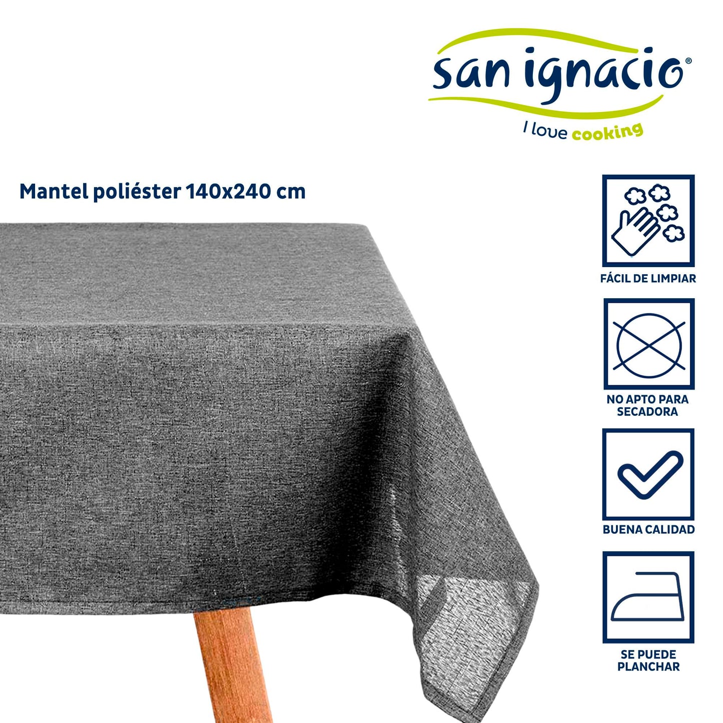 Mantel Poliester 140x240cm Gris Oscuro Colección Kinvara_1