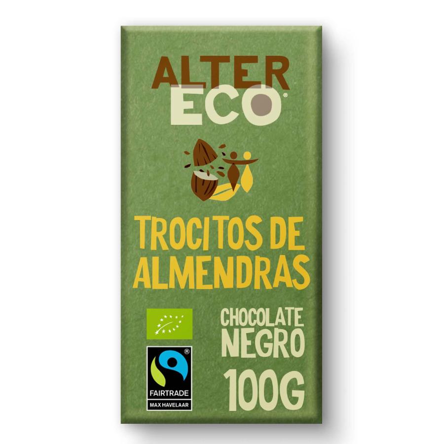 Chocolate Negro Altereco Biológico com Pedaços de Amêndoa 100g