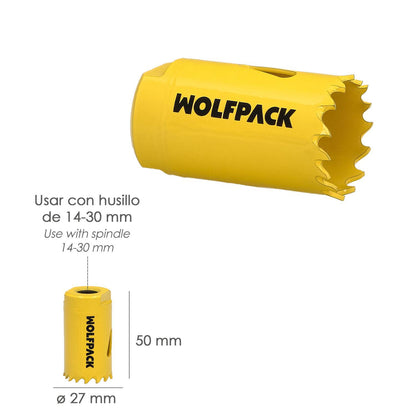 Corona Sierra Bimetal Ø 27 Mm. Templado Termico, Base Reforzada. Corona Madera, Broca Agujeros Madera, Acero, Hierro, Plasticos