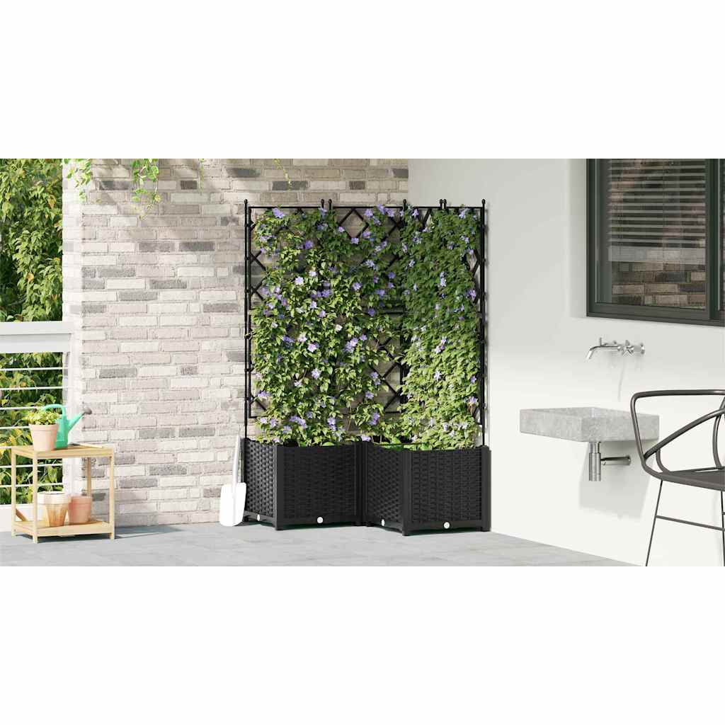 Vidaxl Maceta De Jardín Con Enrejado 3 Pcs Negro 80 X 80 X 143 Cm Pp_3