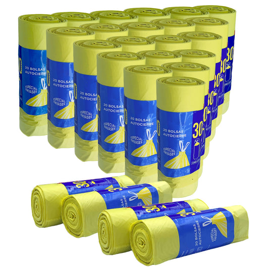 500 Bolsas De Basura Con Autocierre 30l Capacidad Cada Una, Especiales Cubos Altos