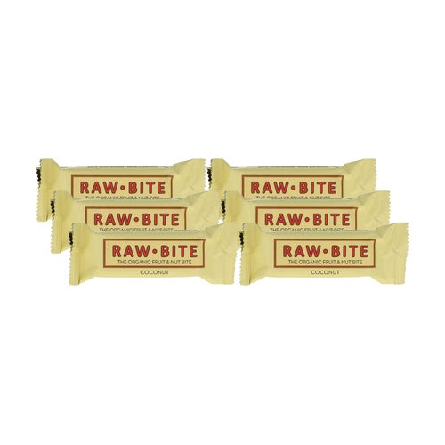 Embalagem de 6 Barras de Coco Biológico Raw-Bite 50 g