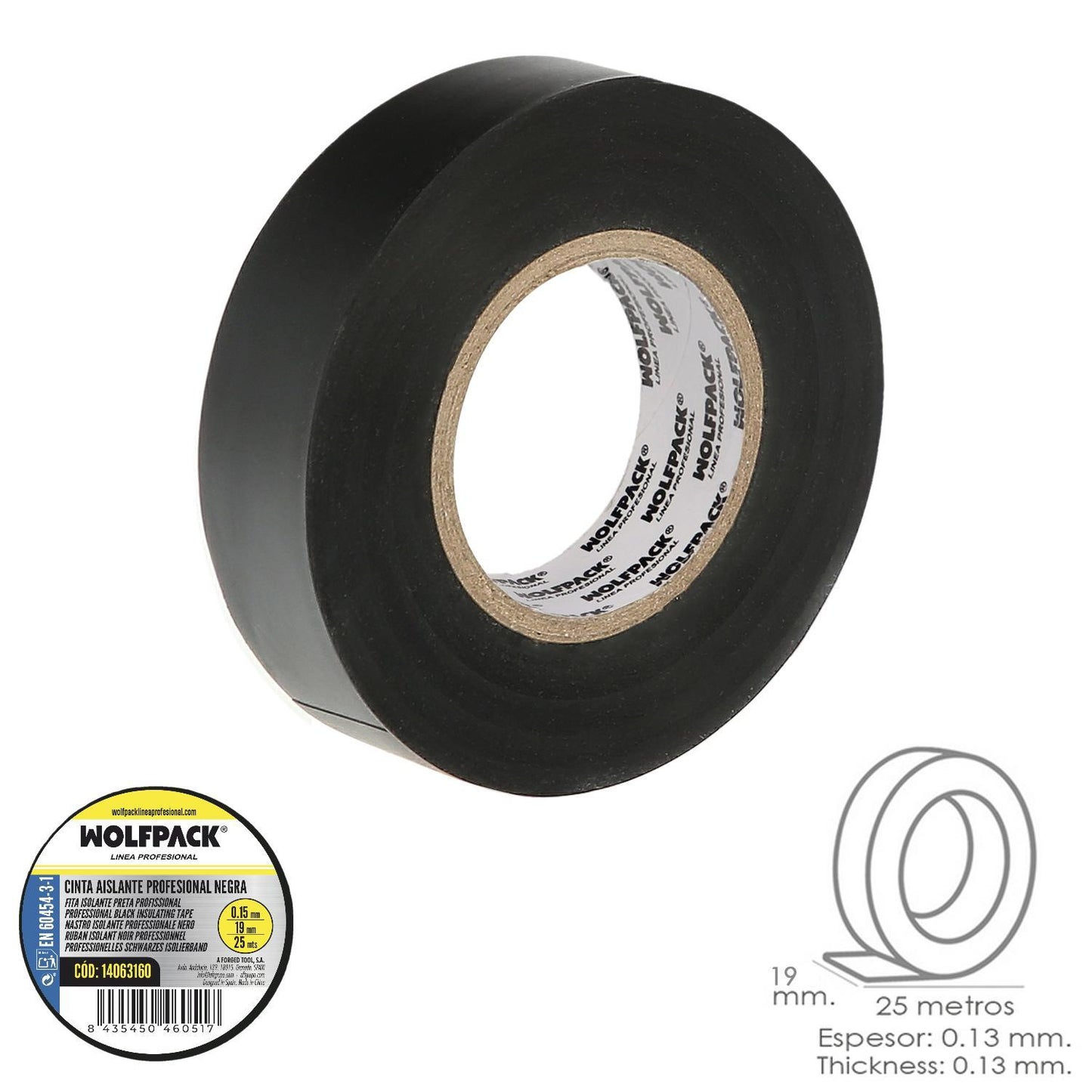Cinta Aislante Profesional Negra Espesor 0.15 Mm. Ancho 19 Mm. Rollo 25 Metros Cinta Electricista, Cinta Aislante Cables_0