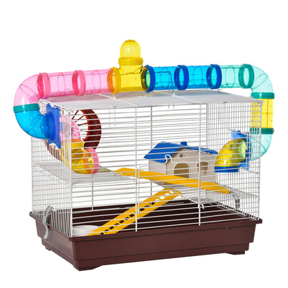 Pawhut Jaula Para Hámster Accesorios Incluidos Casa Para Roedores Pvc Metal_0
