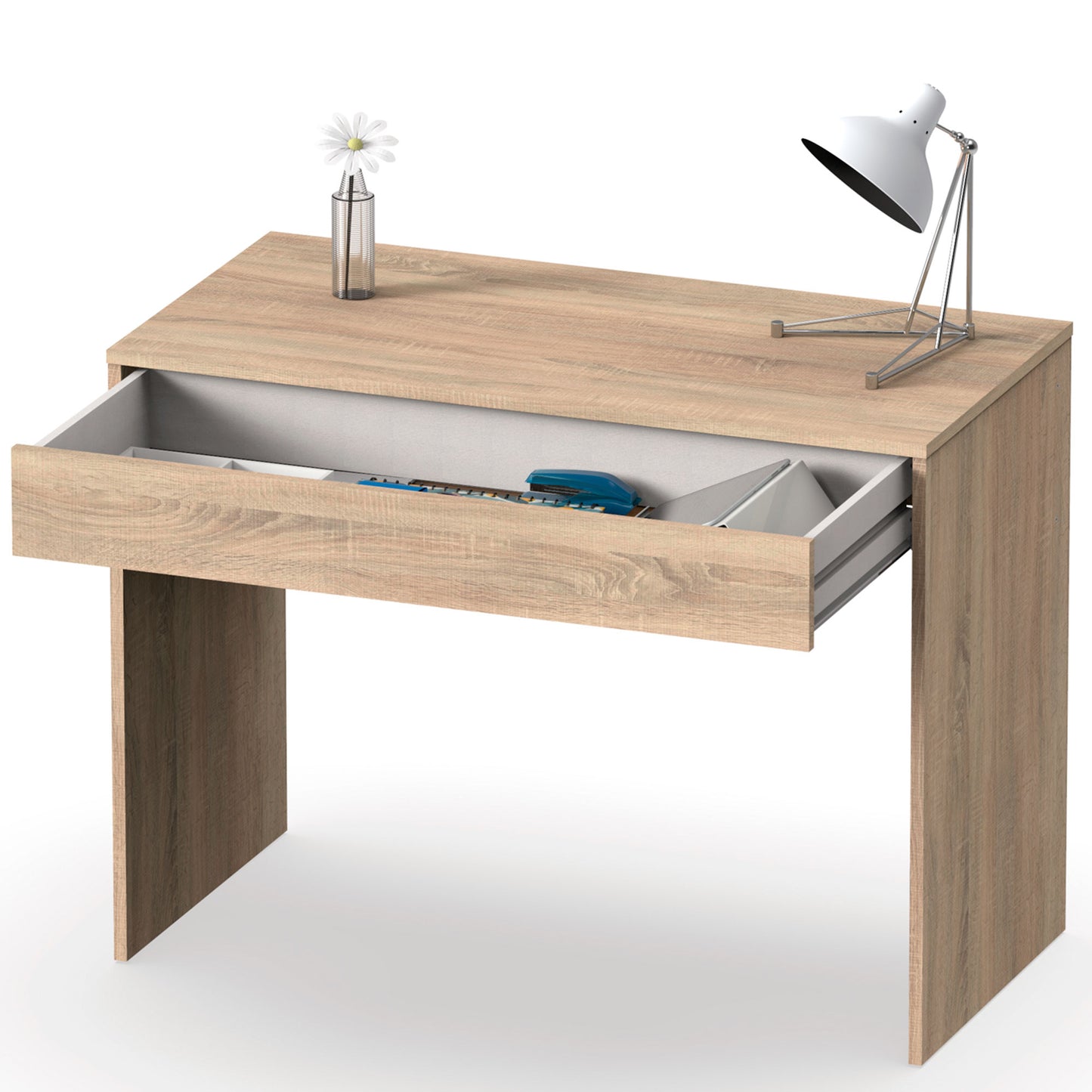 Escritorio, Mesa De Ordenador 75x100x50cm, 1 Cajón, Oficina, Habitación Juvenil, Desk, Tocador, Briebe, Class, Madera_0