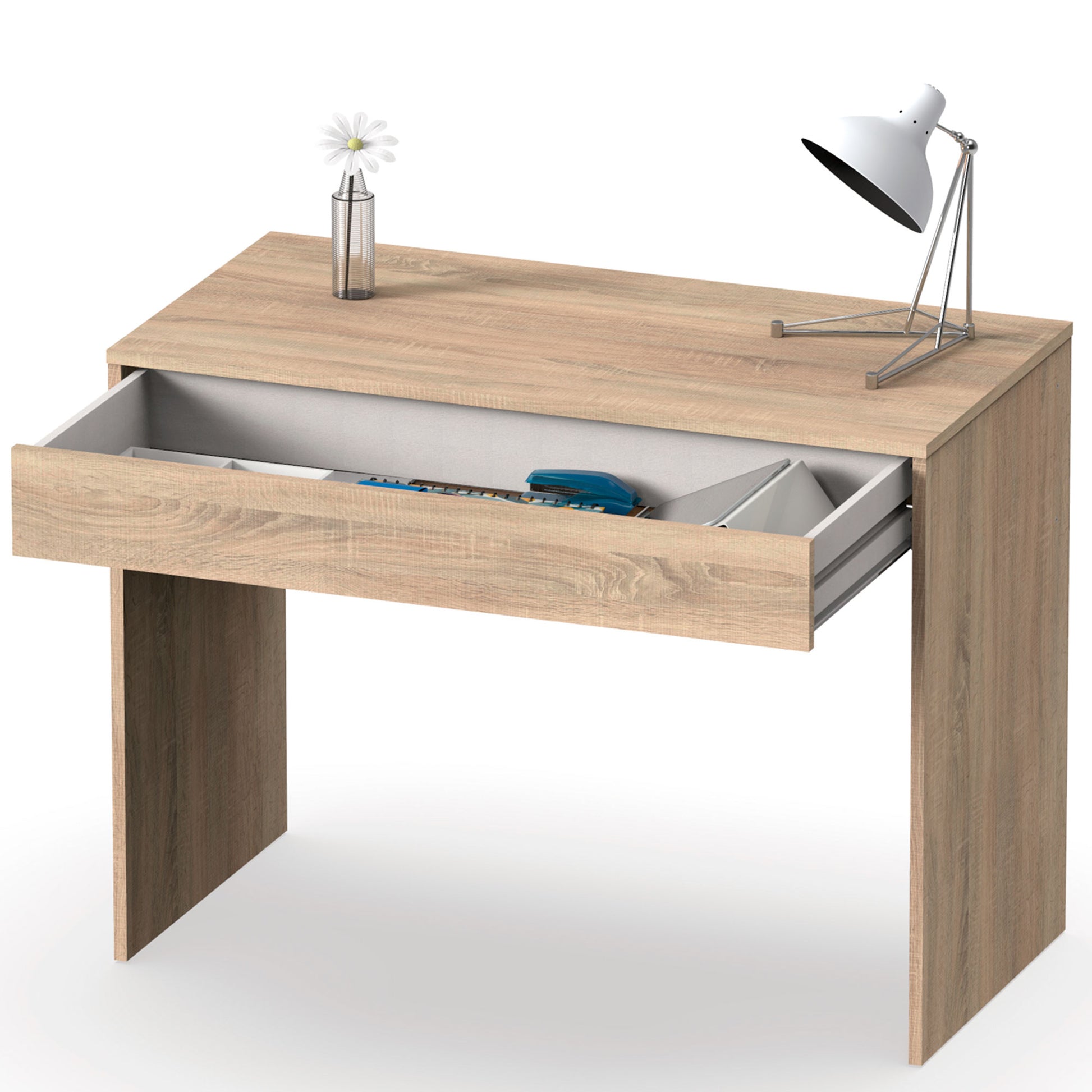 Escritorio, Mesa De Ordenador 75x100x50cm, 1 Cajón, Oficina, Habitación Juvenil, Desk, Tocador, Briebe, Class, Madera_0