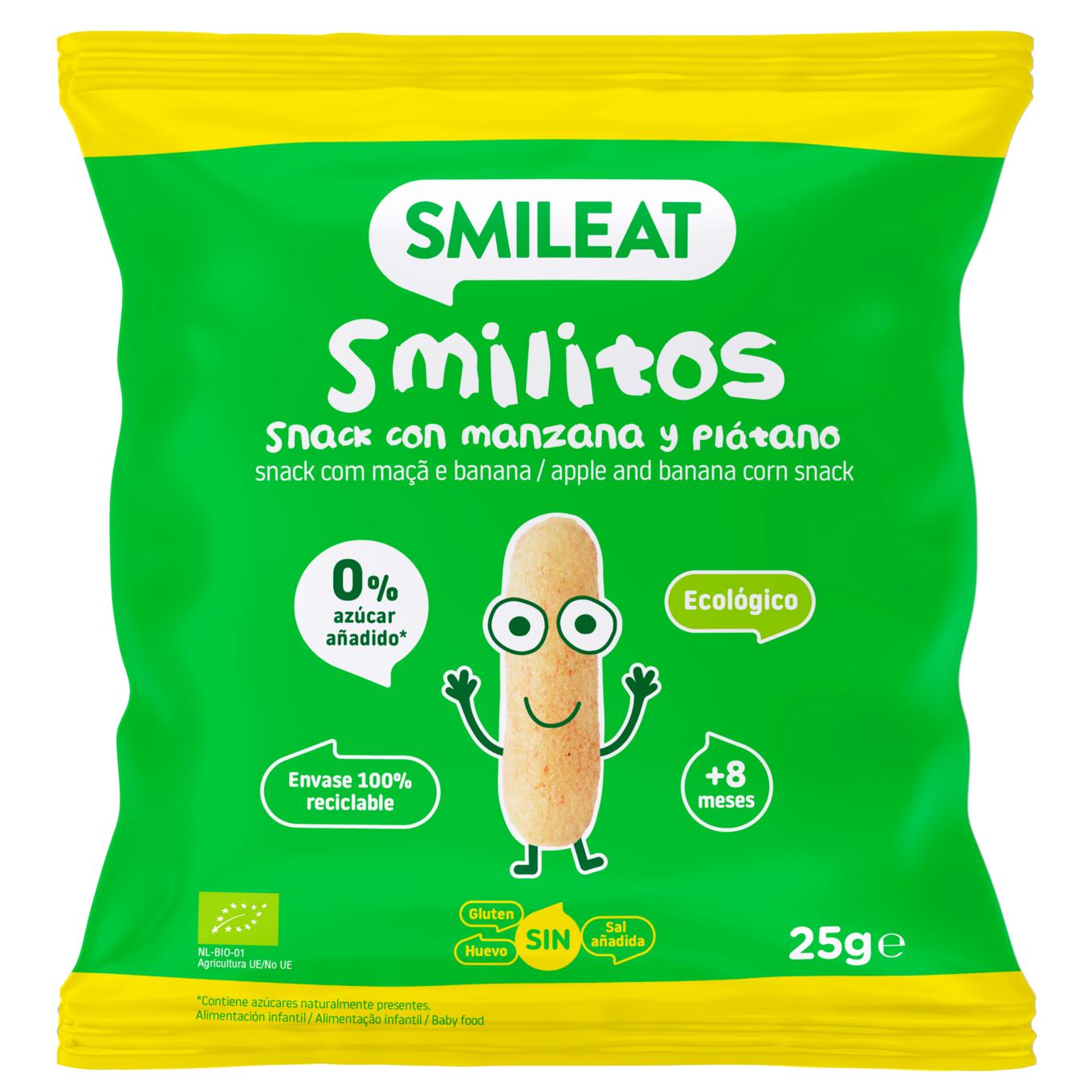 Smilitos, minhocas de maçã e banana 25g Smileat snack 