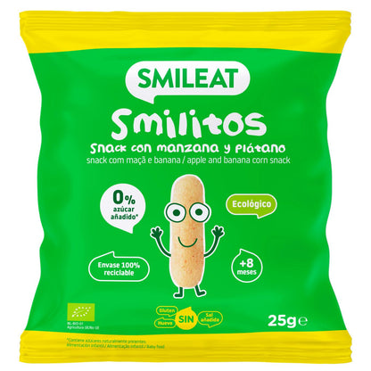 Smilitos, minhocas de maçã e banana 25g Smileat snack 