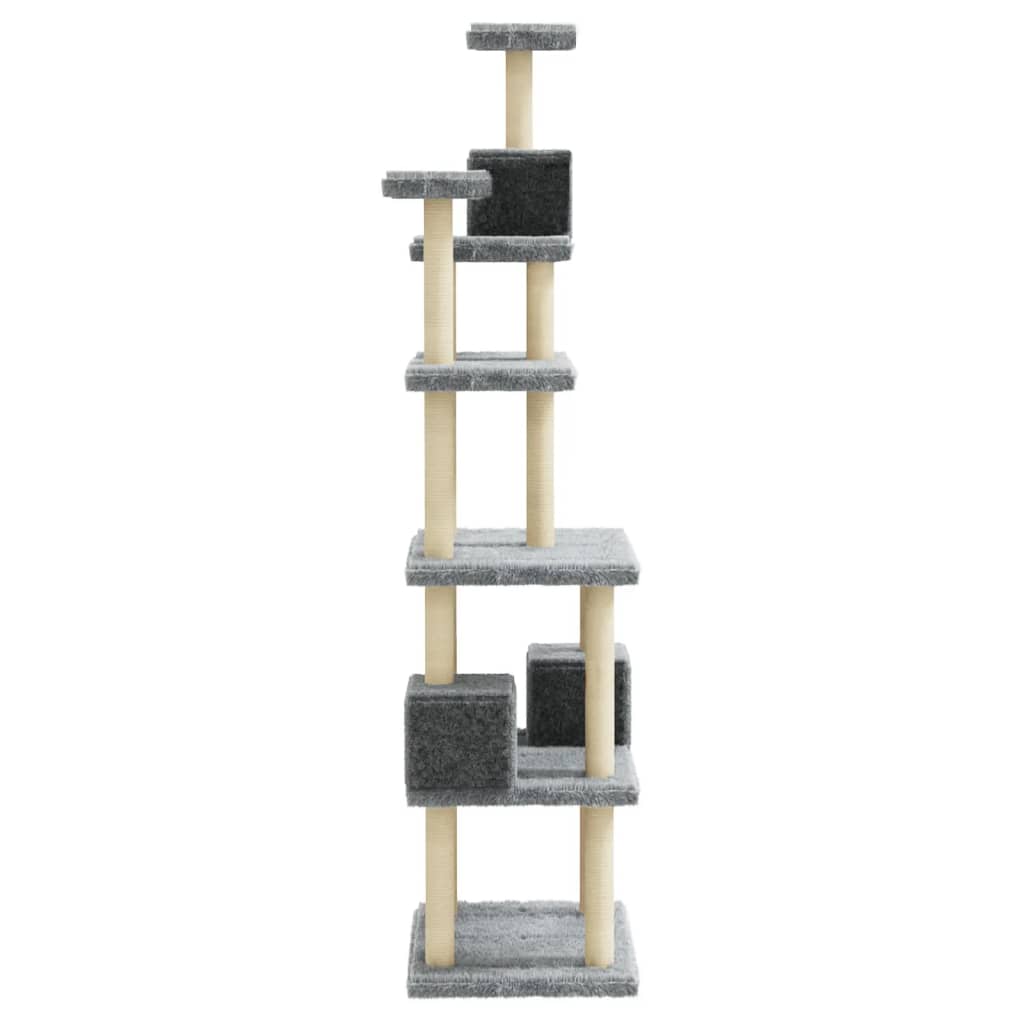 Rascador Para Gatos Con Postes De Sisal Gris Claro 188 Cm_4