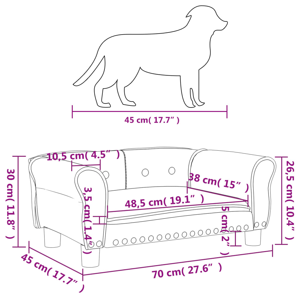 Cama Para Perros De Terciopelo Rosa 70x45x30 Cm / Vetonek_4
