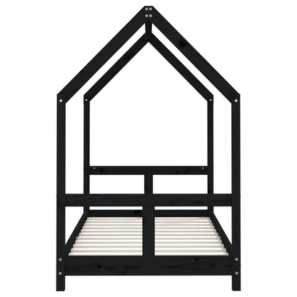 Vidaxl Estructura De Cama Para Niños Madera De Pino Negro 80x160 Cm_4