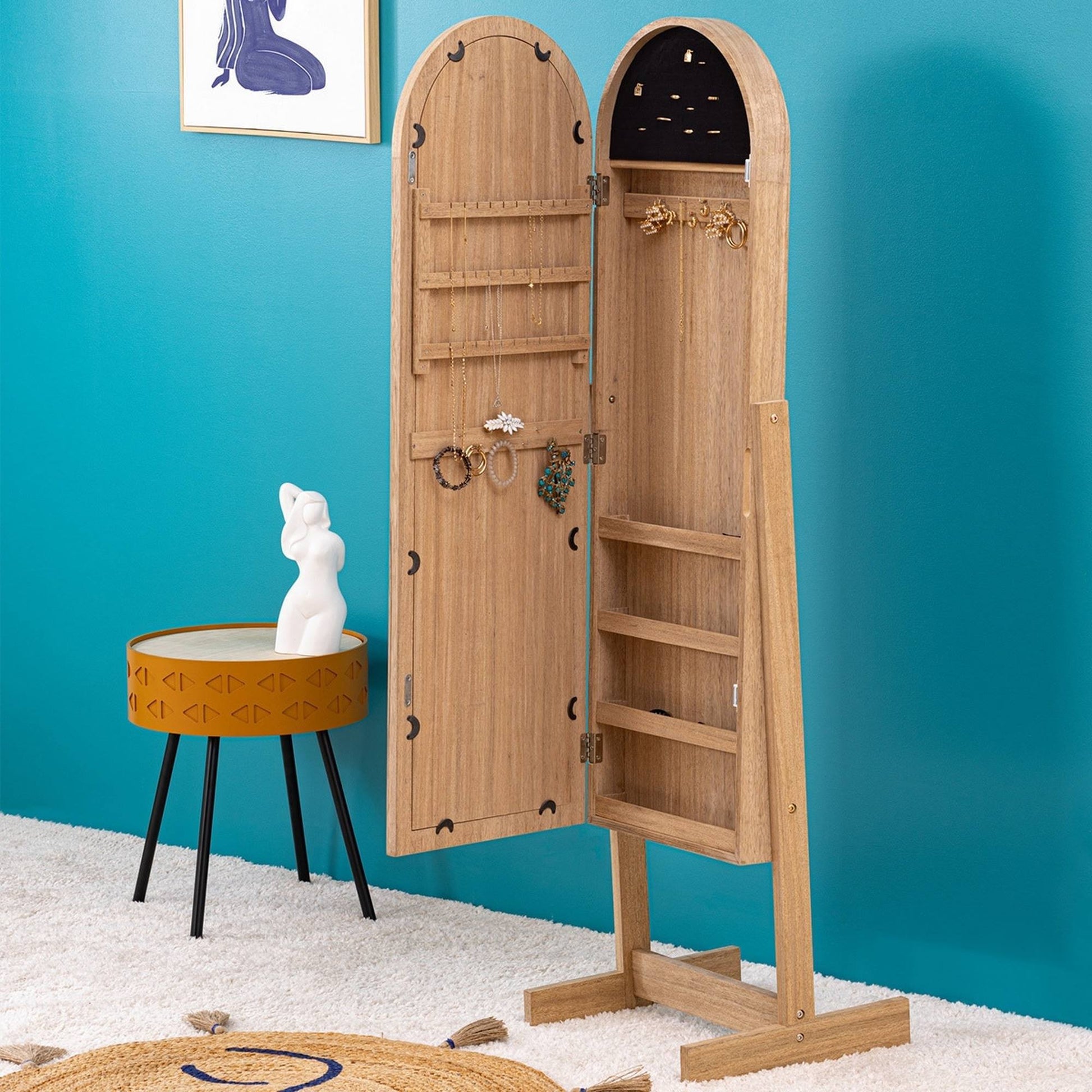 Well Home Armario Joyero Con Espejo 'soleya' En Madera Natural H.145cm_3