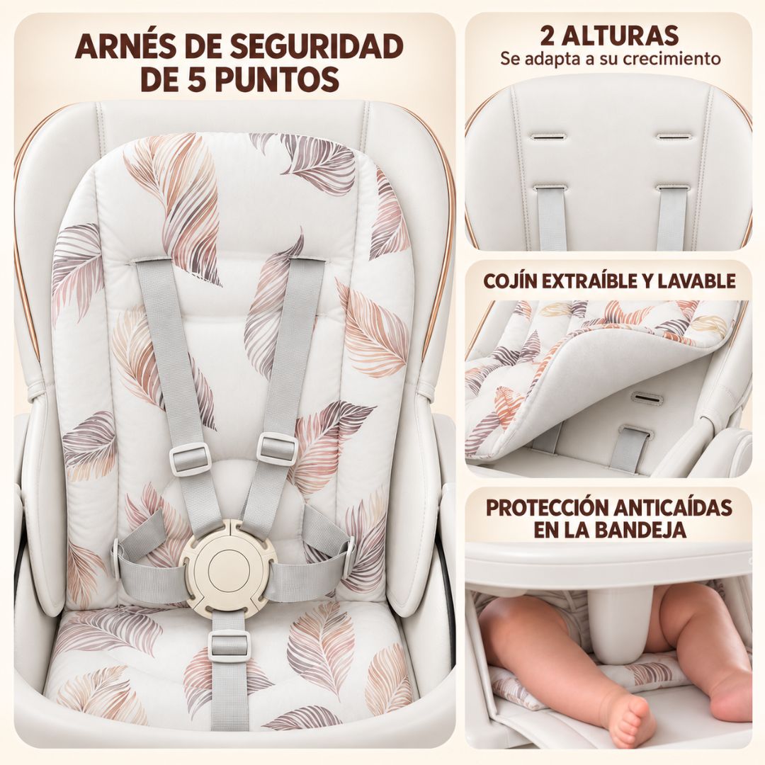 Trona Blanca Evolutiva 3 En 1, Plegable Y Portátil, Reposapiés, Respaldo Y Bandeja Bathby_2