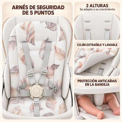 Trona Blanca Evolutiva 3 En 1, Plegable Y Portátil, Reposapiés, Respaldo Y Bandeja Bathby_2