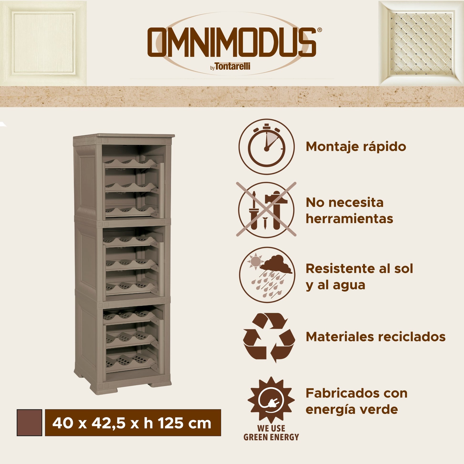 3 Estantería De Almacenamiento Modular Con Estante Para 27 Botellas Wengué_1