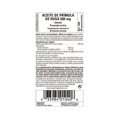 Óleo de Onagra Rosa Solgar 30 pérolas 500mg