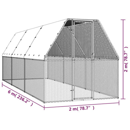 Vidaxl Jaula Gallinero De Acero Galvanizado 2x6x2 M_4