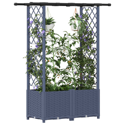 Cama Elevada Con Trellis Y Techo Gris 124,5 X 40 X 136 Cm Pp_2