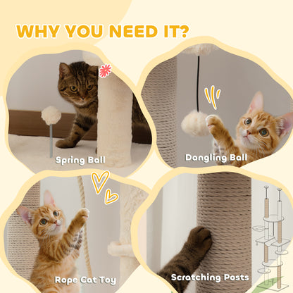 Pawhut Árbol Para Gatos De Suelo A Techo Con Altura Ajustable 225-255 Cm Beige_3