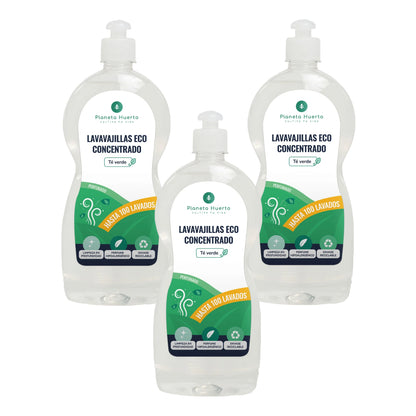 Pack de 3xPlaneta Huerto ECO Chá Verde Máquina de Lavar Louça Manual 750ml